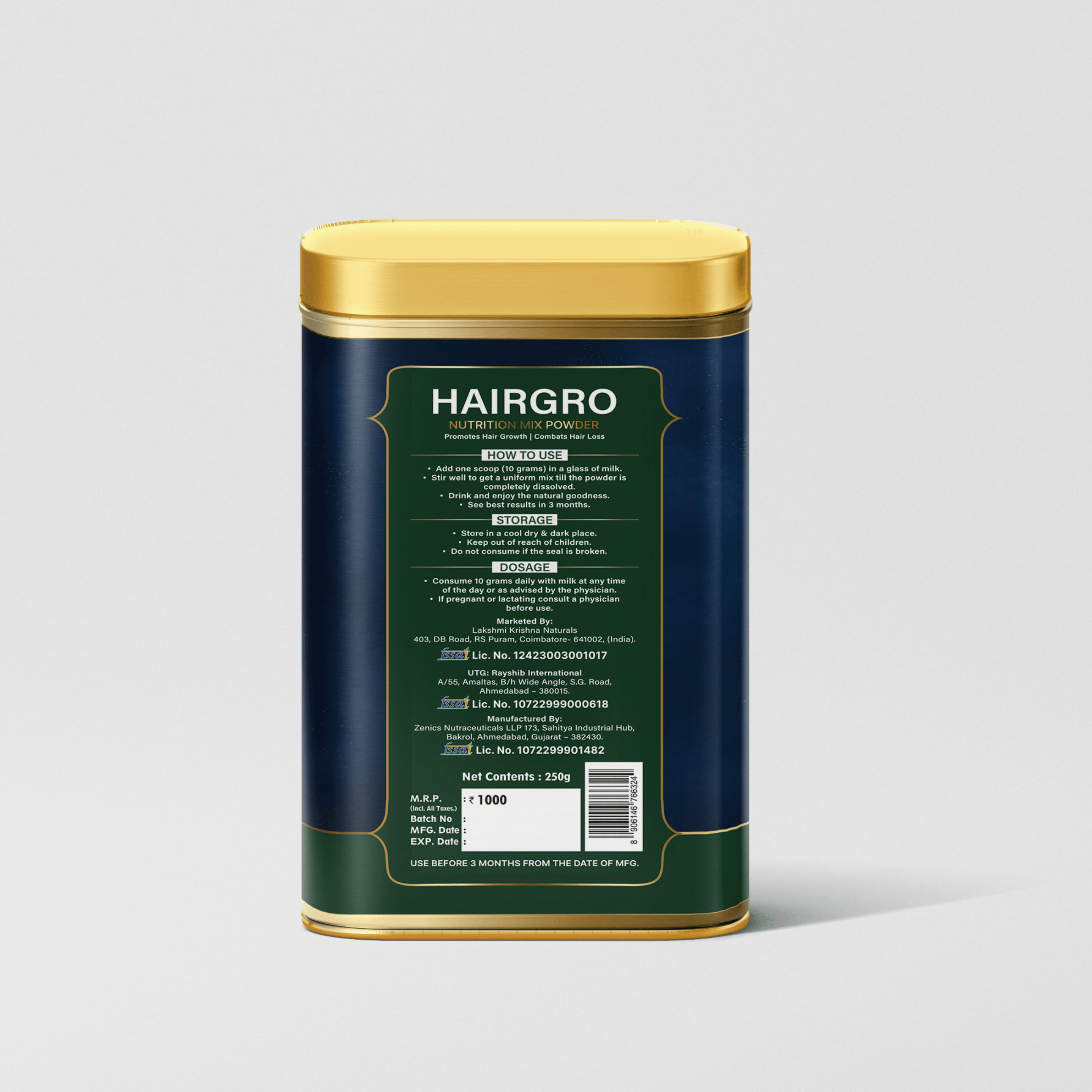 Hairgro Nutrition Mix Powder + 32 Herbs Hair Regrowth Oil
