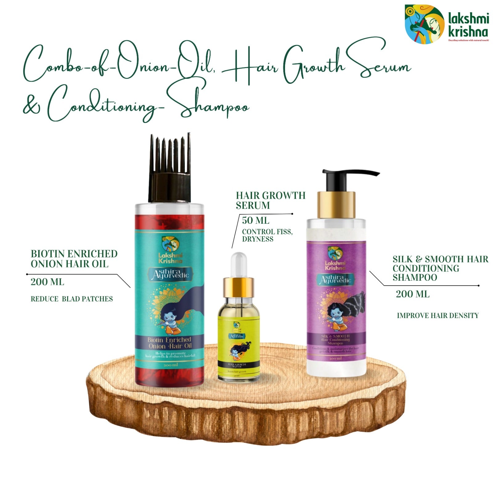 Combo of Onion Hair Oil, Hair Growth Serum, Conditioning Shampoo