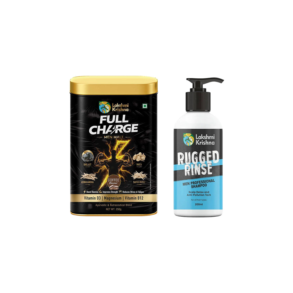 Full Charge Stamina Men Malt + Rugged Rinse Man Professional Shampoo