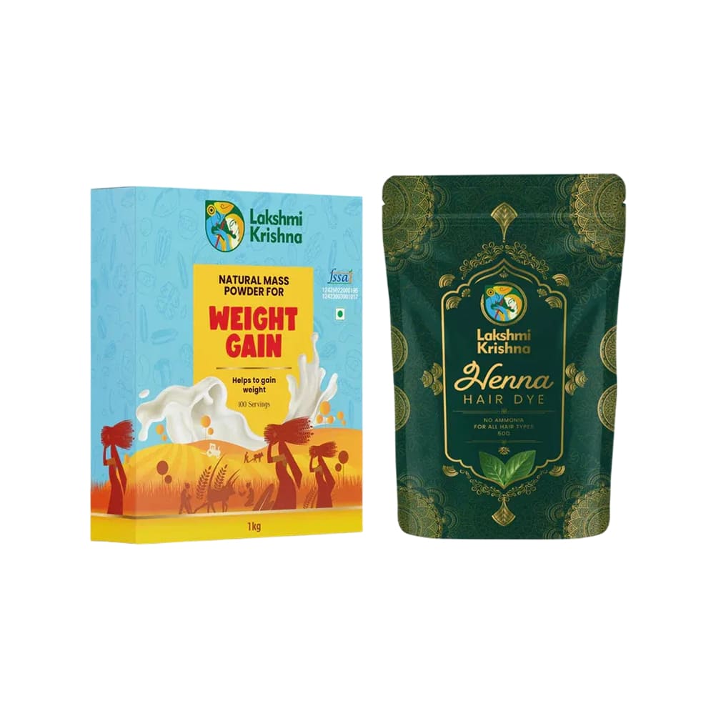 Henna Hair Dye + Natural Mass Powder (Supports Weight Gain) 1kg