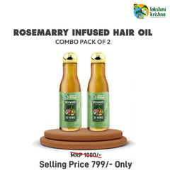 Combo pack of 2 Lakshmi Krishna rosemary infused 32 herbs hair oil bottles for hair regrowth