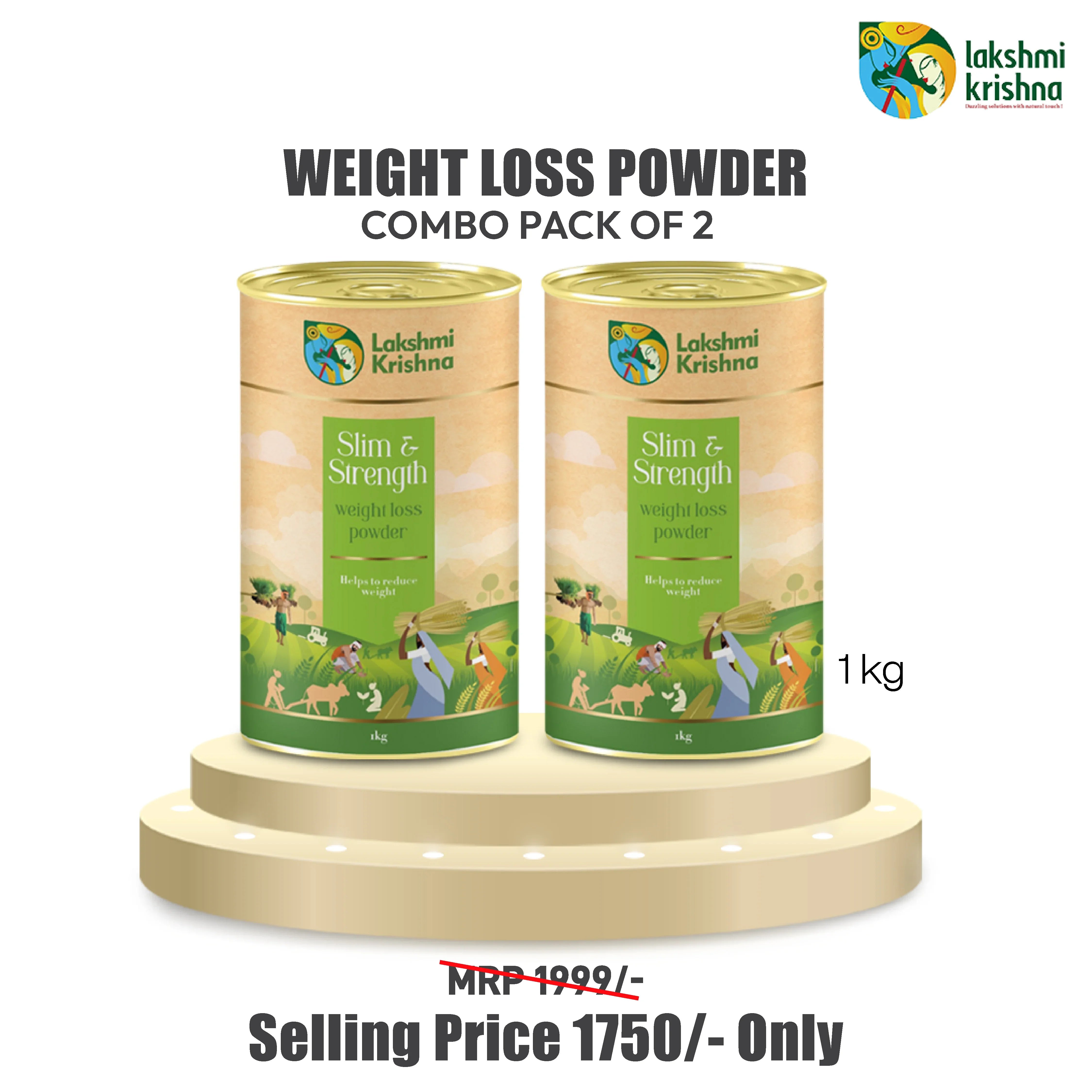 Lakshmi Krishna Slim & Strength weight loss powder combo pack of 2, 1kg each, helps reduce weight