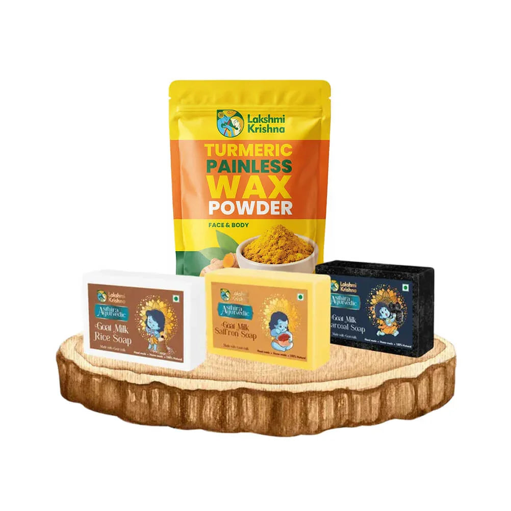 Turmeric Painless Wax Powder(Face & Body) + Combo of Goat Milk Soap