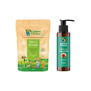 Lakshmi Krishna Slim & Strength weight loss powder 500g and Hibiscus shampoo bottles side by side