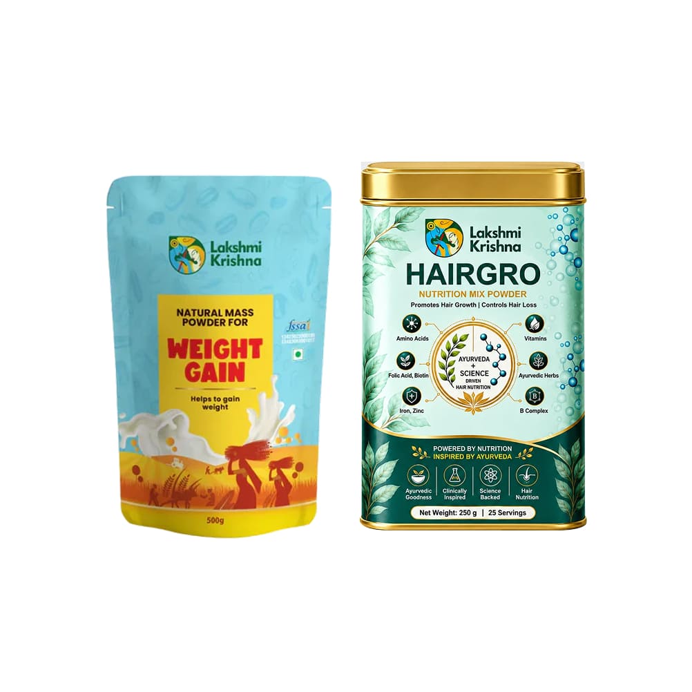 Natural Mass Powder (Supports Weight Gain) 500g + Hairgro Nutrition Mix Powder