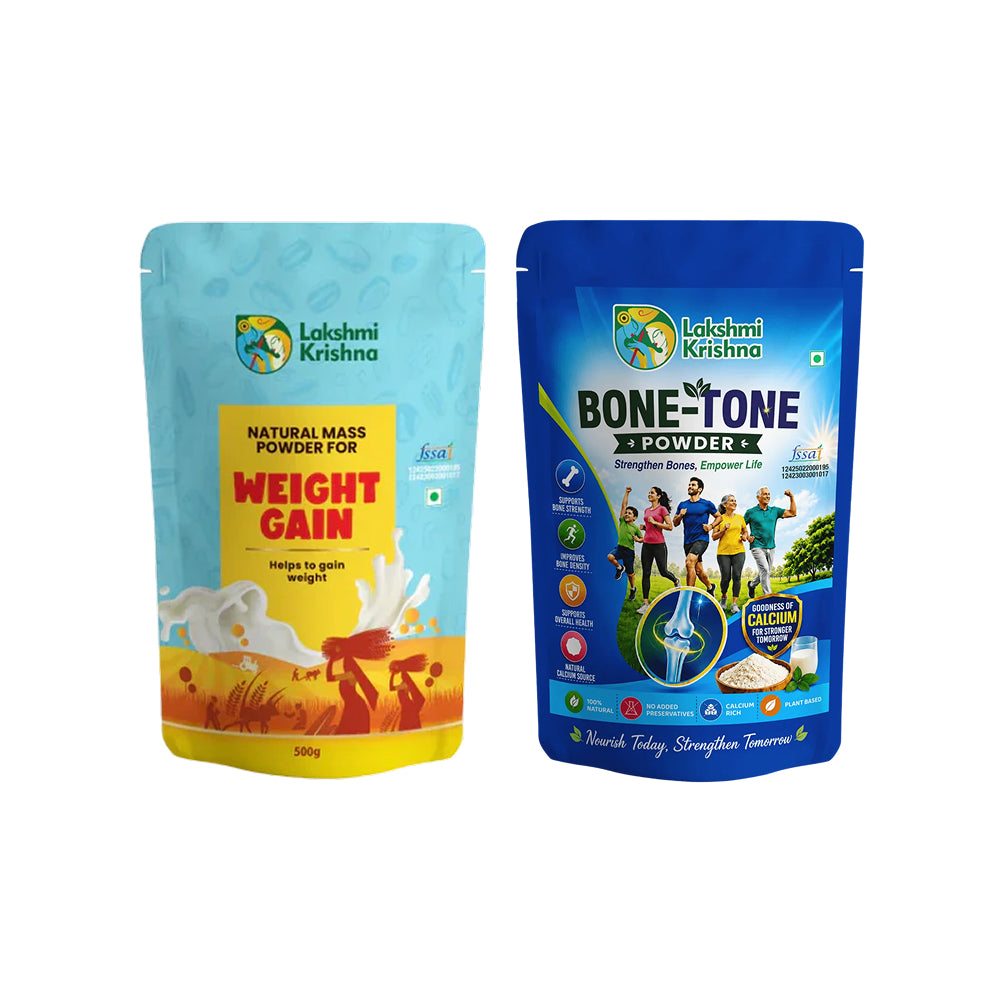 Natural Mass Powder for Weight Gain(500g) + Rich Bone Tone Calcium Powder