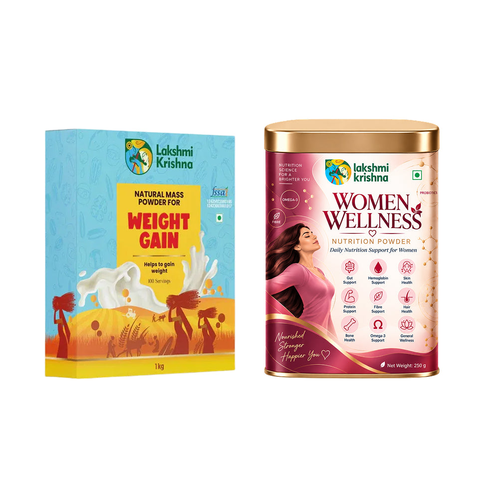 Natural Mass Powder for Weight Gain(1kg) + Women Wellness Nutrition Powder