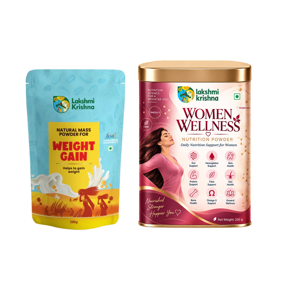 Natural Mass Powder for Weight Gain(500g) + Women Wellness Nutrition Powder